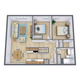 Hartford Apartments in Fargo, ND | Two Bedroom Floor Plan 21B