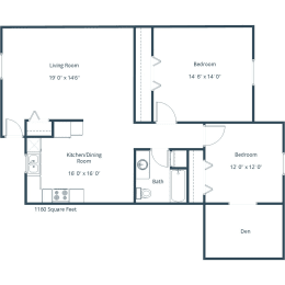 Two Bedroom Floor Plan 21B at Highland Meadows in Bismarck, ND
