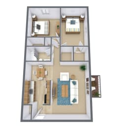 a floor plan of a house with a bedroom and a living room