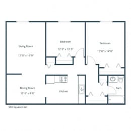 Berkshire Townhomes in Fargo, ND | Two Bedroom Floor Plan 21A