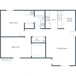 Cedar Point Apartments in Fargo, ND | Two Bedroom Floor Plan 21A