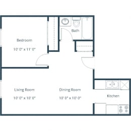 Parkwood East and West Apartments in Fargo, ND | One Bedroom Floor Plan 11A