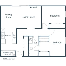 Sugar Plum Apartments in Fargo, ND | Two Bedroom Floor Plan 215A