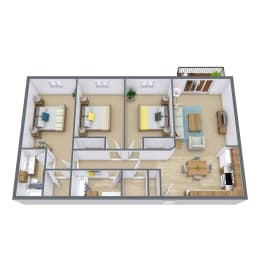 Lake Crest Apartments in West Fargo, ND | Three Bedroom Floor Plan 32A