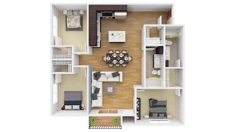 a floor plan of a house with a wood floor. Circle Pines, MN Lexington Lofts