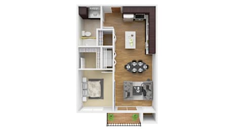 a floor plan of a studio apartment with a wood floor. Circle Pines, MN Lexington Lofts