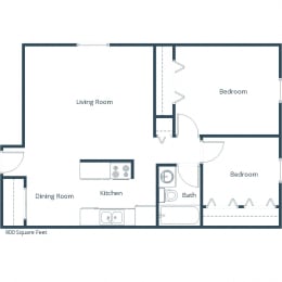 Kingswood Apartments | Two Bedroom Floor Plan