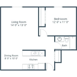 Birchwood 1 One Bedroom Floor Plan A