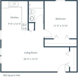 Marlowe South Apartments in Fargo, ND | One Bedroom Floor Plan 11A