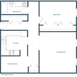 Park Terrace Apartments | One Bedroom Floor Plan