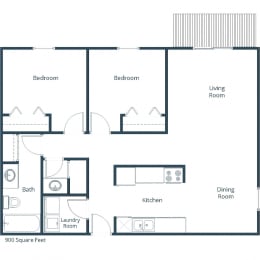 Plumtree Apartments in Fargo, ND | Two Bedroom Floor Plan 21A