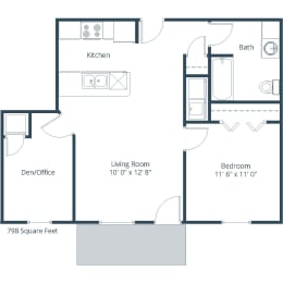 One Bedroom Plan 11E  at Maple Ridge, Omaha, Nebraska