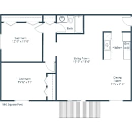 Maplewood Apartments - Two Bedroom Floor Plan 21B