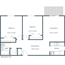 Briar Pointe Apartments | Two Bedroom Floor Plan B