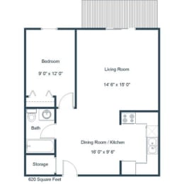 Flagstone Apartments | One Bedroom Floor