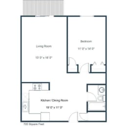 Flagstone Apartments | One Bedroom Floor Plan B