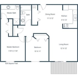 Flagstone Apartments | Two Bedroom Two Bath Floor Plan
