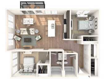 a floor plan of a 1 bedroom apartment at the residences at silver hill in suitland md