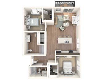 a floor plan of a 1 bedroom apartment at the residences at silver hill in suitland,