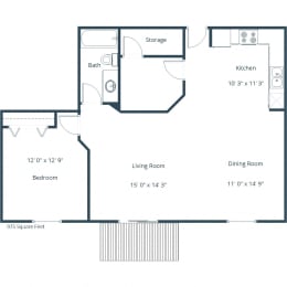 Pinehurst Apartments | One Bedroom Floor Plan A