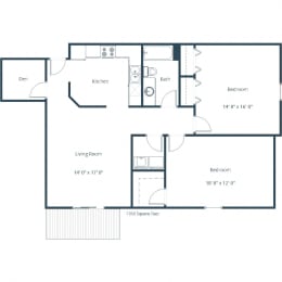 Pinehurst Apartments | Two Bedroom Floor Plan J