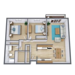 a floor plan of a house with a bedroom and a living room
