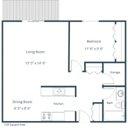 Westcourt Apartments in Fargo, ND | One Bedroom Floor Plan 11A