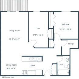 Westcourt Apartments in Fargo, ND | One Bedroom Floor Plan 11B
