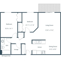 Westcourt Apartments in Fargo, ND | Two Bedroom Floor Plan 21A