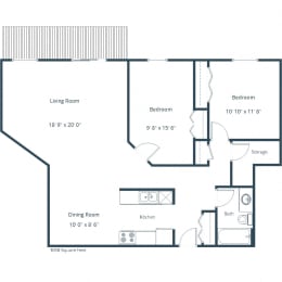 Westcourt Apartments in Fargo, ND | Two Bedroom Floor Plan 21C