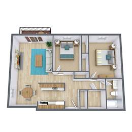 Fargo, ND Prairiewood Courts Apartments | Two Bedroom 21A