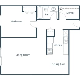 Harrison Apartments in Grand Forks, ND | One Bedroom Floor Plan 11B