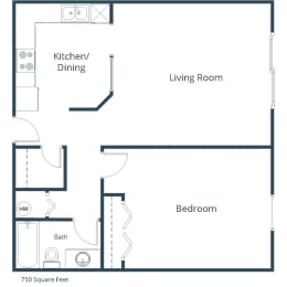 Harrison Apartments in Grand Forks, ND | One Bedroom Floor Plan 11C