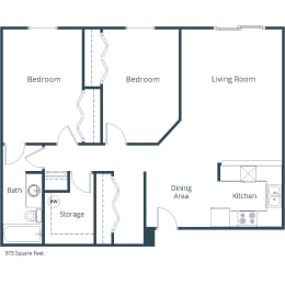 Harrison  Apartments in Grand Forks, ND | Two Bedroom Floor Plan 21C