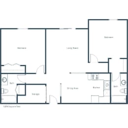 Richfield Apartments in Grand Forks, ND | Two Bedroom Floor Plan 22A