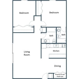 Harrison Apartments in Grand Forks, ND | Two Bedroom Floor Plan 22C