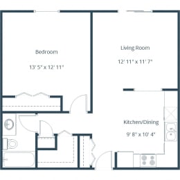 Library Lane Apartments in Grand Forks, ND | One Bedroom Floor Plan 11B