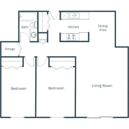 North Manor Apartments in Fargo, ND | Two Bedroom Floor Plan 21B