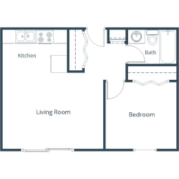 One Bedroom Floor Plan 11B at Parkview Arms Apartments in Bismarck, ND
