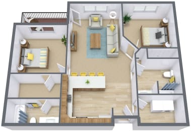 Sandy Creek Apartments  in Moorhead, MN | Two Bedroom Floor Plan 22A