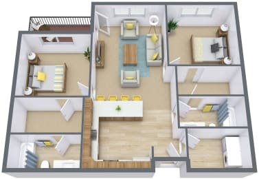 Sandy Creek Apartments  in Moorhead, MN | Two Bedroom Floor Plan 22B