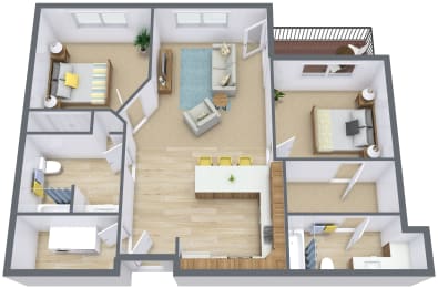Sandy Creek Apartments  in Moorhead, MN | Two Bedroom Floor Plan 22C
