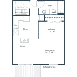 Sterling Pointe Apartments in Grand Forks, ND | Efficiency Floor Plan 01A