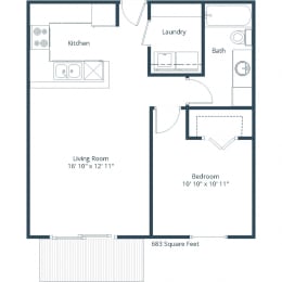Sterling Pointe Apartments in Grand Forks, ND | One Bedroom Floor Plan 11A