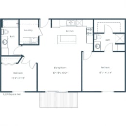 Sterling Pointe Apartments in Grand Forks, ND | Two Bedroom Floor Plan 2175A