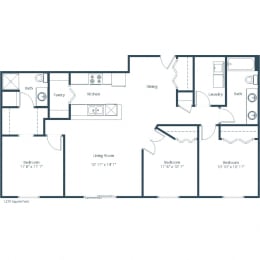 Sterling Pointe Apartments in Grand Forks, ND | Three Bedroom Floor Plan 3175A