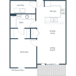 One-Bedroom Layout at Stonefield Apartments in Bismarck, ND
