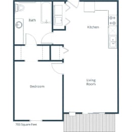 One-Bedroom Floor Plan at Stonefield Apartments in Bismarck, ND