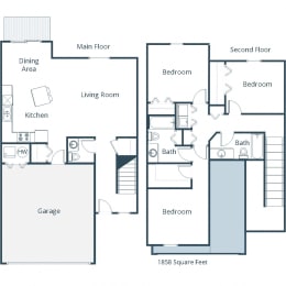 Stonefield Townhomes in Bismarck, ND | Three Bedroom Floor Plan 325B