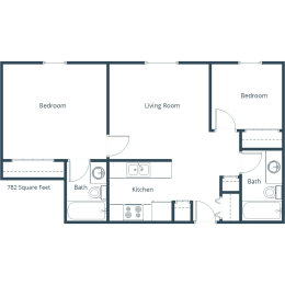 Candlelight Two Bedroom Two Bath Floor Plan